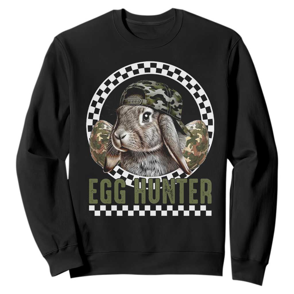 Funny Easter Day Egg Hunter Sweatshirt Bunny Hunting Camo Egg TS11 Black Print Your Wear