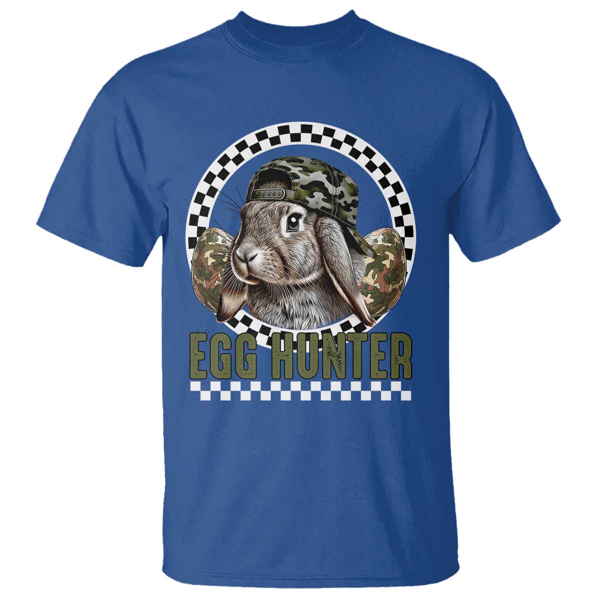 Funny Easter Day Egg Hunter T Shirt Bunny Hunting Camo Egg TS11 Royal Blue Print Your Wear