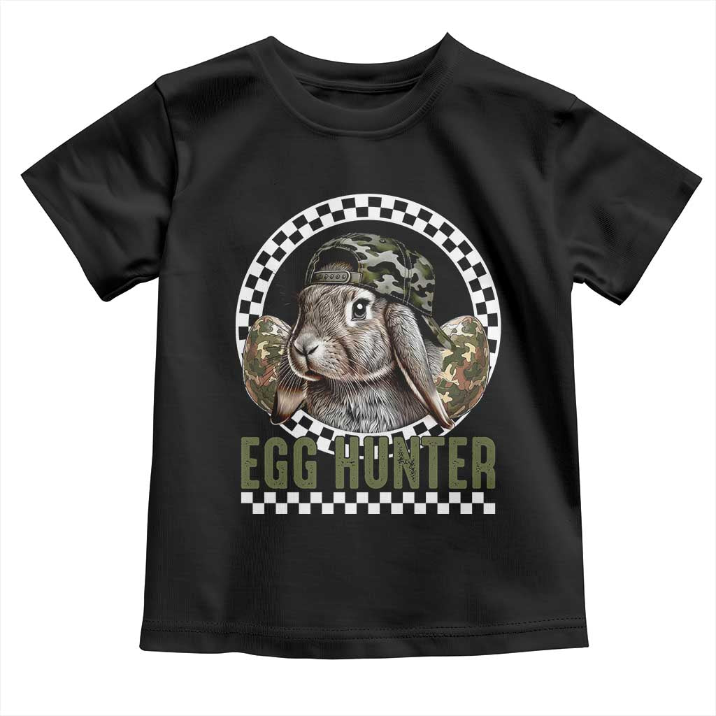 Funny Easter Day Egg Hunter Toddler T Shirt Bunny Hunting Camo Egg TS11 Black Print Your Wear