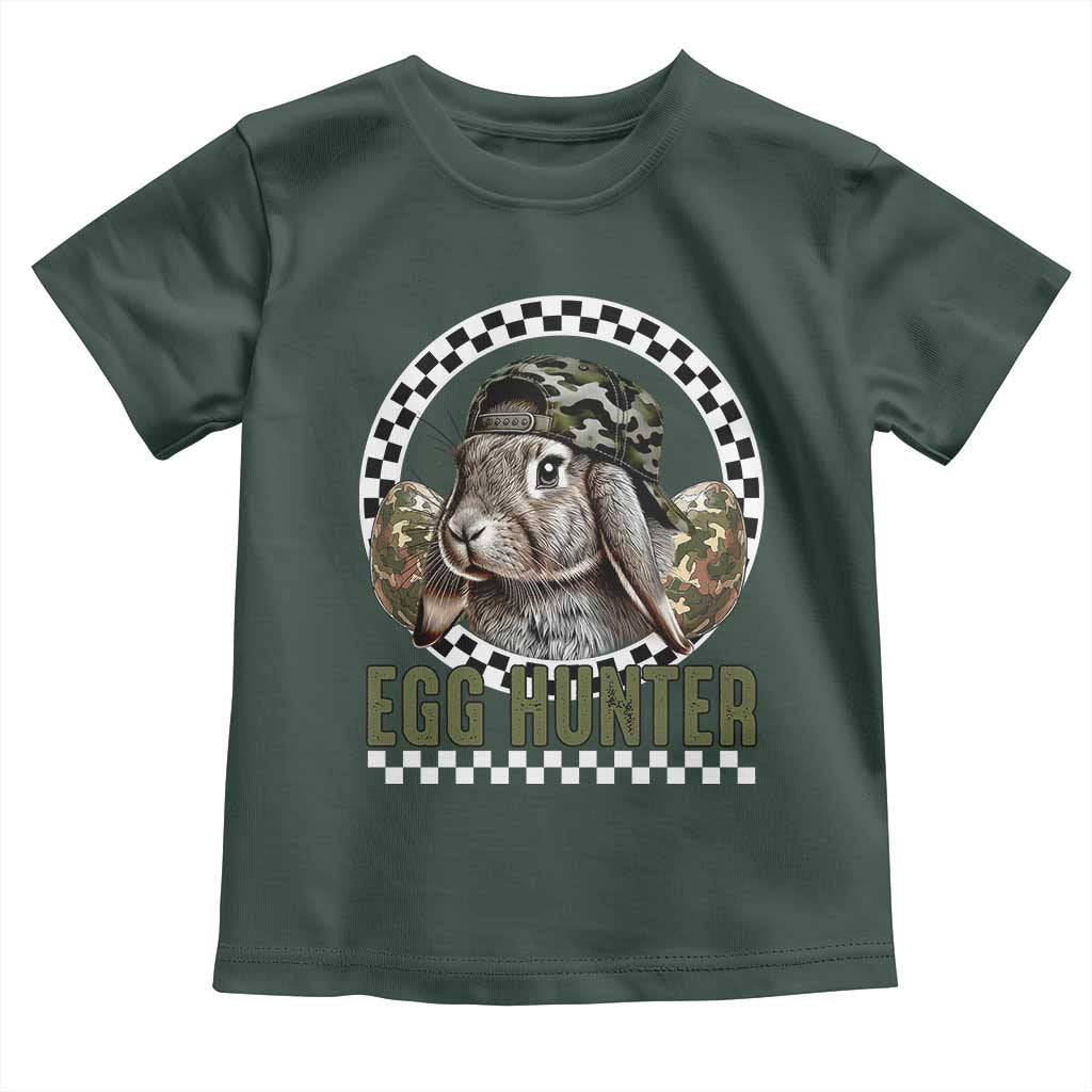 Funny Easter Day Egg Hunter Toddler T Shirt Bunny Hunting Camo Egg TS11 Dark Forest Green Print Your Wear