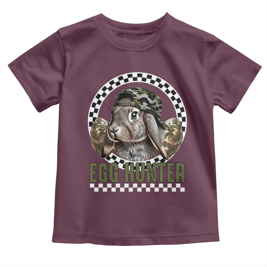 Funny Easter Day Egg Hunter Toddler T Shirt Bunny Hunting Camo Egg TS11 Maroon Print Your Wear