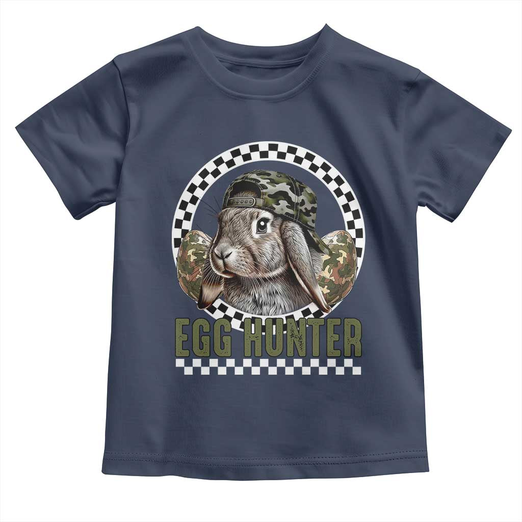 Funny Easter Day Egg Hunter Toddler T Shirt Bunny Hunting Camo Egg TS11 Navy Print Your Wear