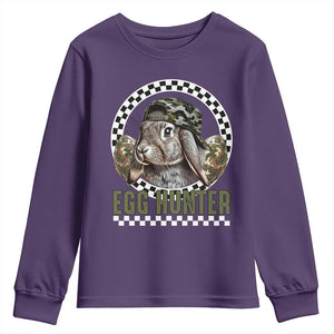 Funny Easter Day Egg Hunter Youth Sweatshirt Bunny Hunting Camo Egg TS11 Purple Print Your Wear