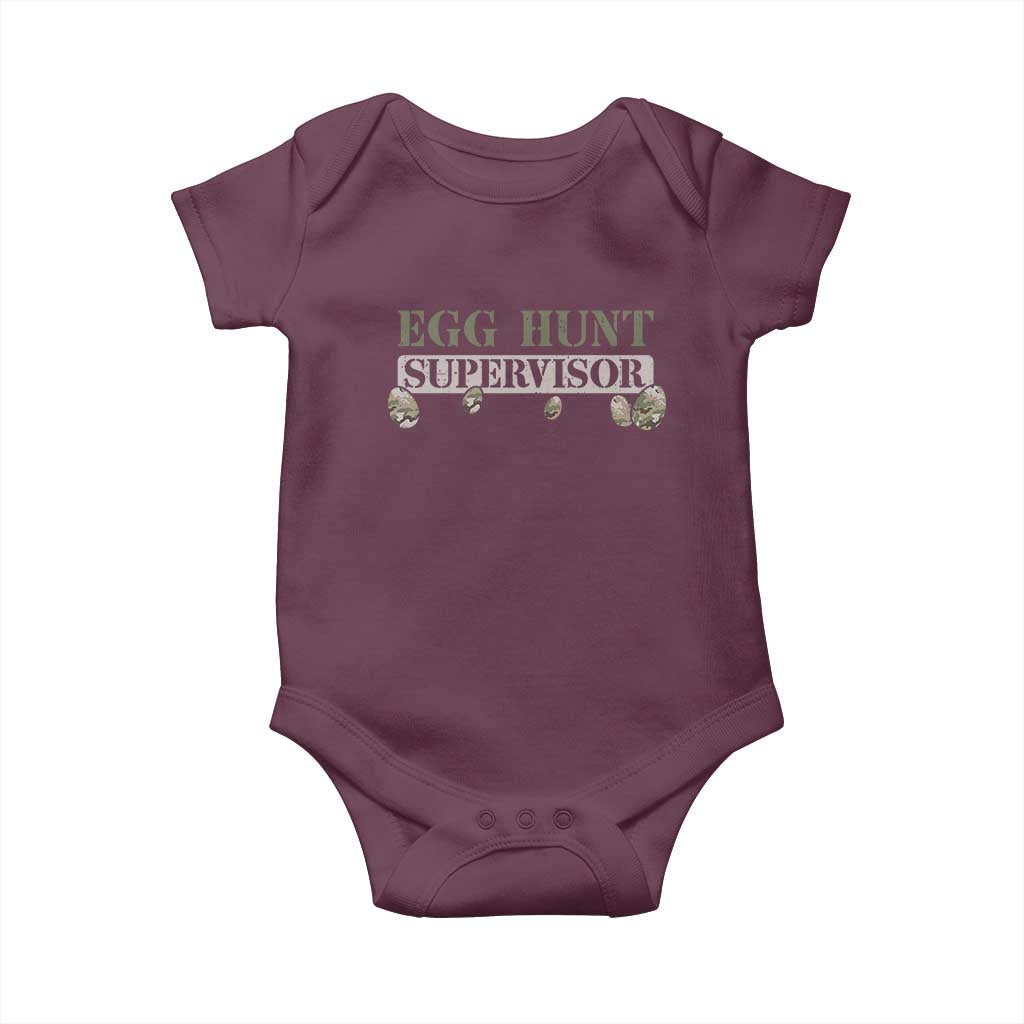 Funny Easter Egg Hunt Supervisor Baby Onesie Camouflage Camo Egg Hunting Easter Day TS11 Maroon Print Your Wear