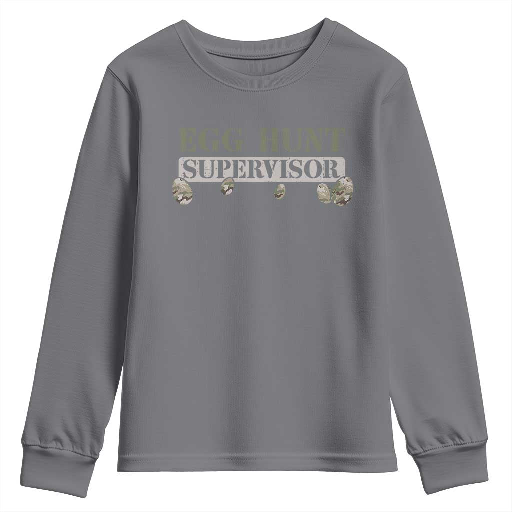Funny Easter Egg Hunt Supervisor Youth Sweatshirt Camouflage Camo Egg Hunting Easter Day TS11 Charcoal Print Your Wear