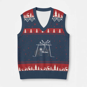 Paralyzed Man Christian Religious Jesus Healing V-Neck Knit Sweater Vest TS11 Navy Red Print Your Wear