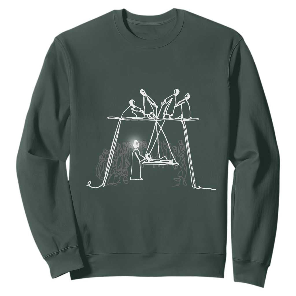 Paralyzed Man Christian Religious Jesus Healing Sweatshirt TS11 Dark Forest Green Print Your Wear