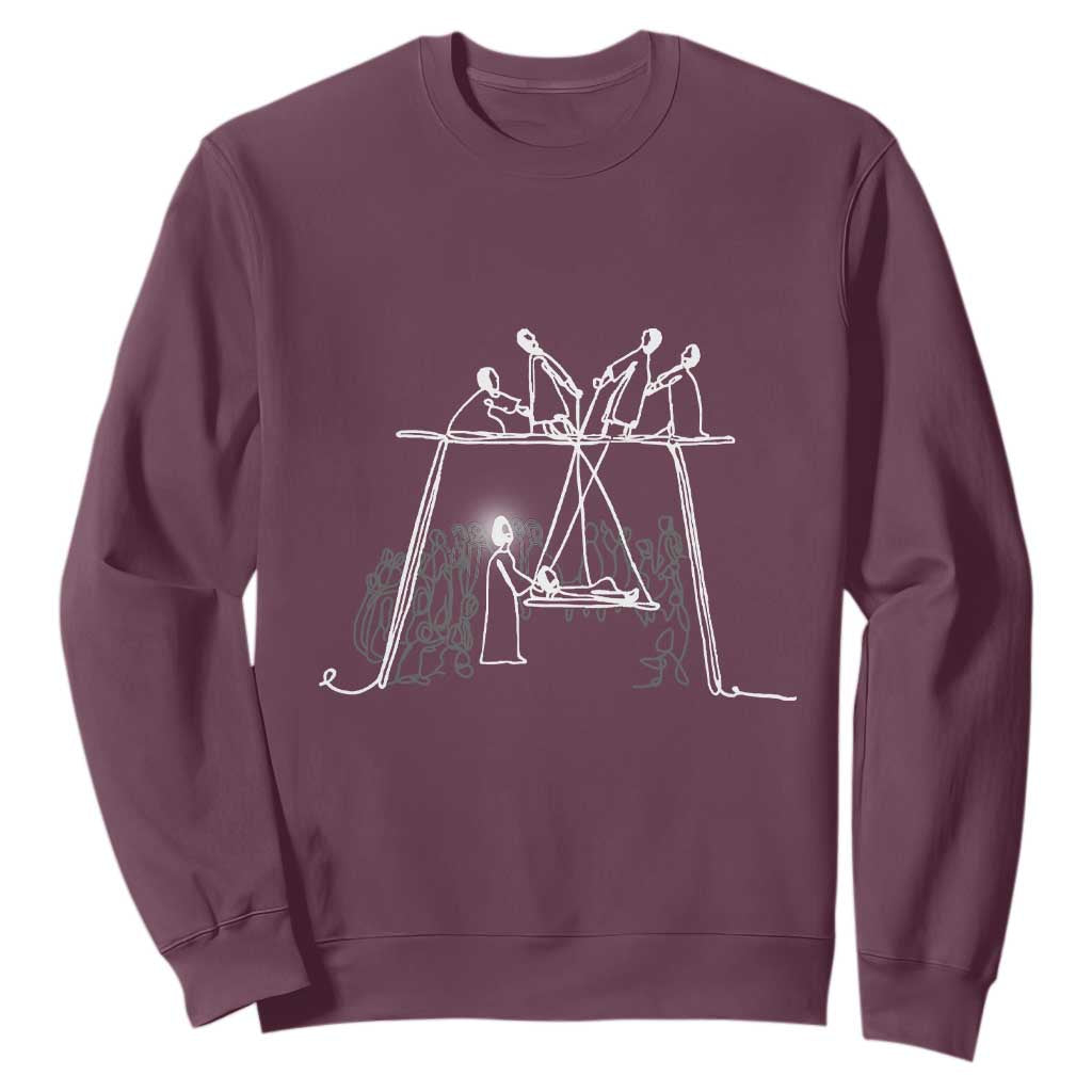 Paralyzed Man Christian Religious Jesus Healing Sweatshirt TS11 Maroon Print Your Wear