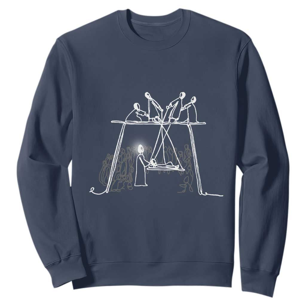 Paralyzed Man Christian Religious Jesus Healing Sweatshirt TS11 Navy Print Your Wear