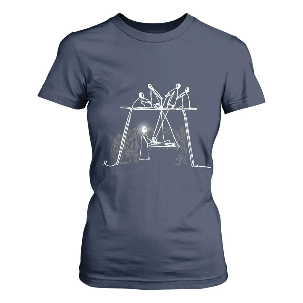 Paralyzed Man Christian Religious Jesus Healing T Shirt For Women TS11 Navy Print Your Wear
