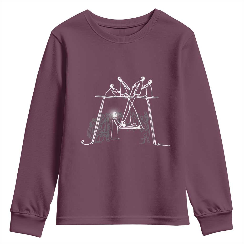 Paralyzed Man Christian Religious Jesus Healing Youth Sweatshirt TS11 Maroon Print Your Wear