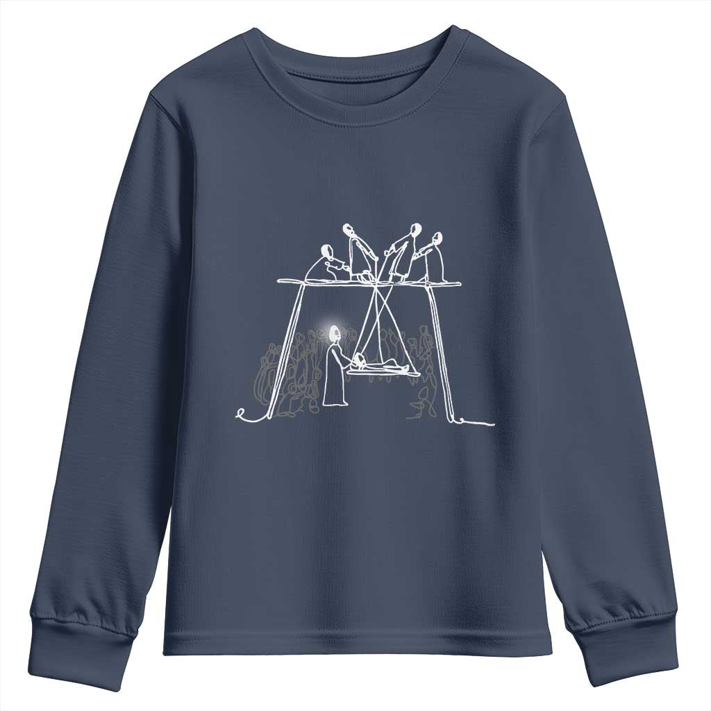 Paralyzed Man Christian Religious Jesus Healing Youth Sweatshirt TS11 Navy Print Your Wear