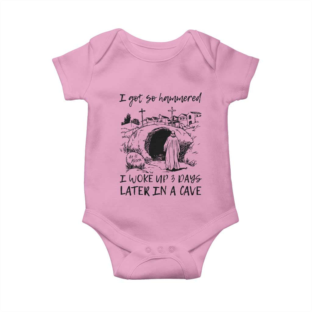 Funny I Got So Hammered I Woke Up 3 Days Later In A Cave Baby Onesie Christian Easter Day Religious TS11 Light Pink Print Your Wear