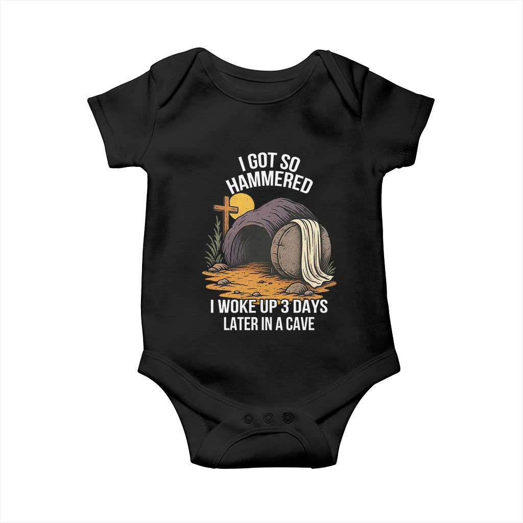 Christian Easter Day Religious Stone Baby Onesie I Got So Hammered I Woke Up 3 Days Later In A Cave TS11 Black Print Your Wear