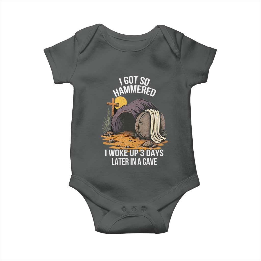 Christian Easter Day Religious Stone Baby Onesie I Got So Hammered I Woke Up 3 Days Later In A Cave TS11 Dark Heather Print Your Wear