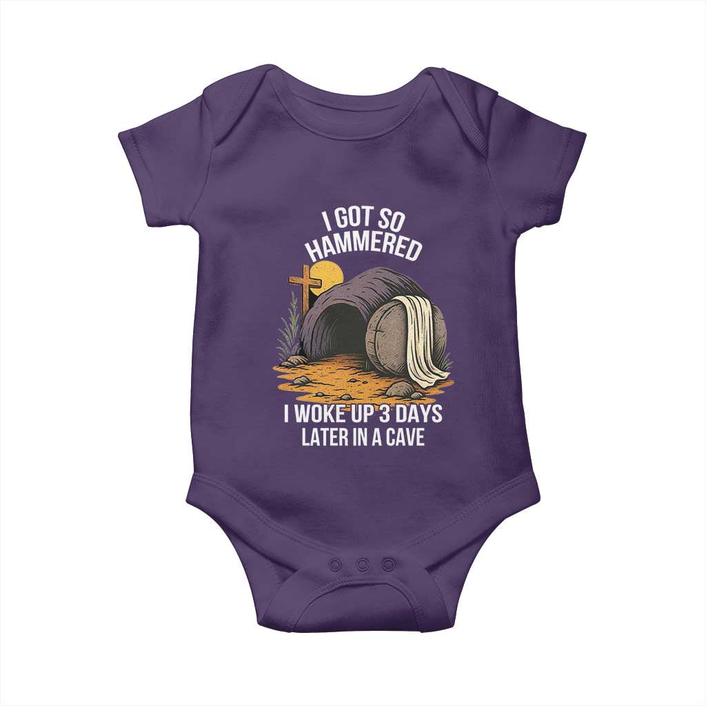 Christian Easter Day Religious Stone Baby Onesie I Got So Hammered I Woke Up 3 Days Later In A Cave TS11 Purple Print Your Wear