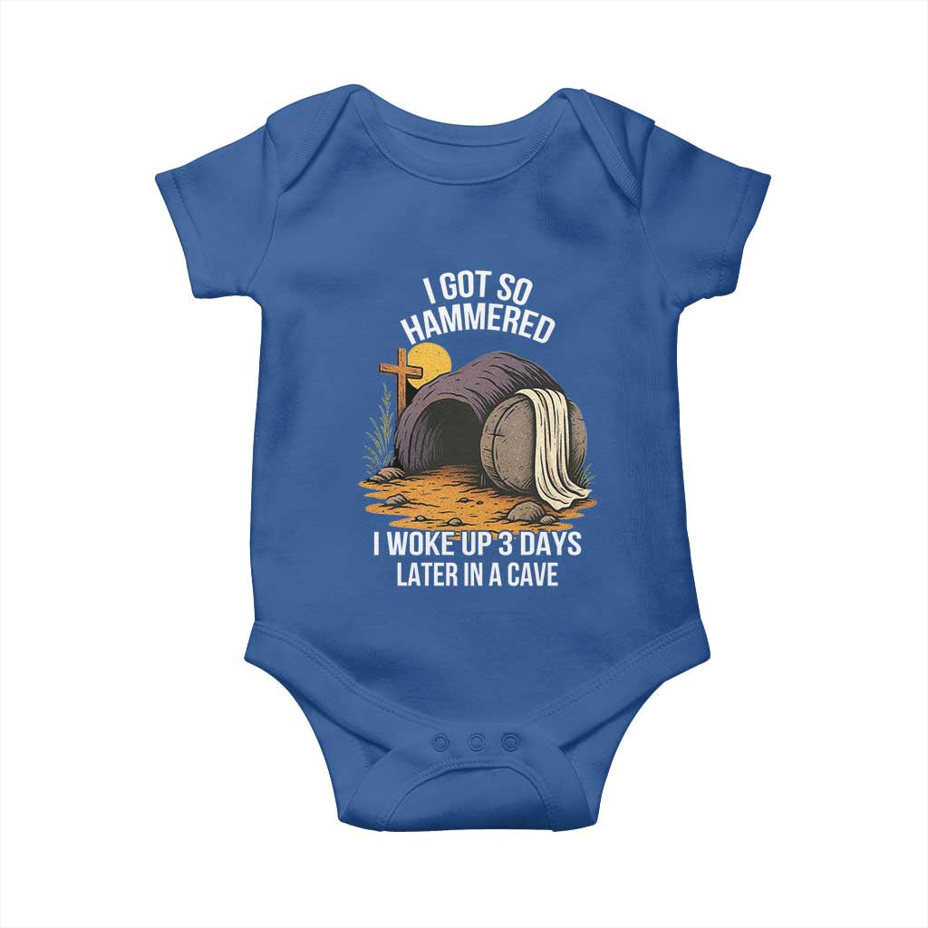 Christian Easter Day Religious Stone Baby Onesie I Got So Hammered I Woke Up 3 Days Later In A Cave TS11 Royal Blue Print Your Wear