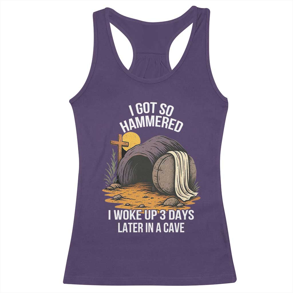 Christian Easter Day Religious Stone Racerback Tank Top I Got So Hammered I Woke Up 3 Days Later In A Cave TS11 Purple Print Your Wear