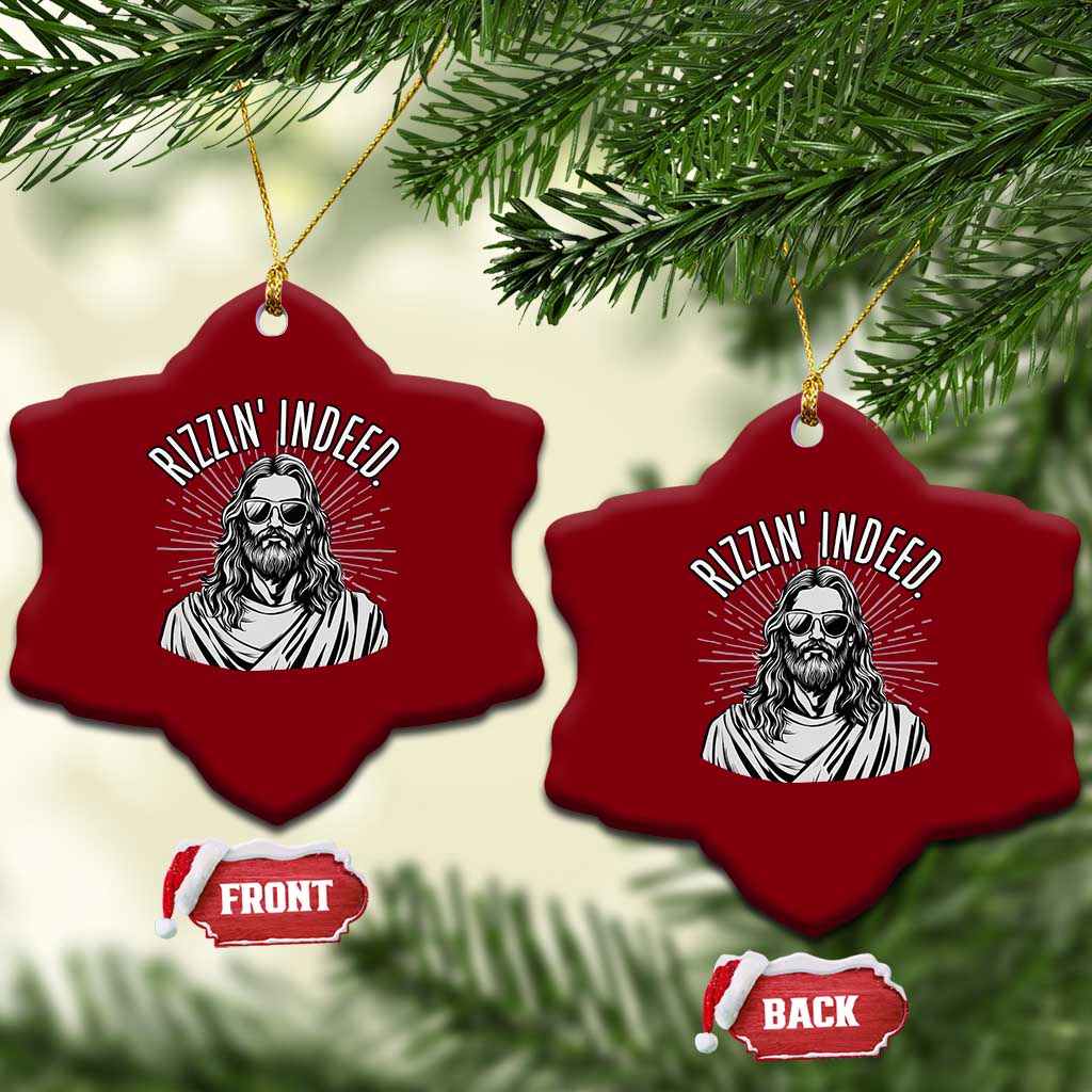Funny Religious Christian Jesus Meme Ceramic Ornament Rizzin Indeed TS11 Print Your Wear