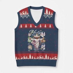 Religious Christian Easter Holy Week Christ Jesus V-Neck Knit Sweater Vest TS11 Navy Red Print Your Wear
