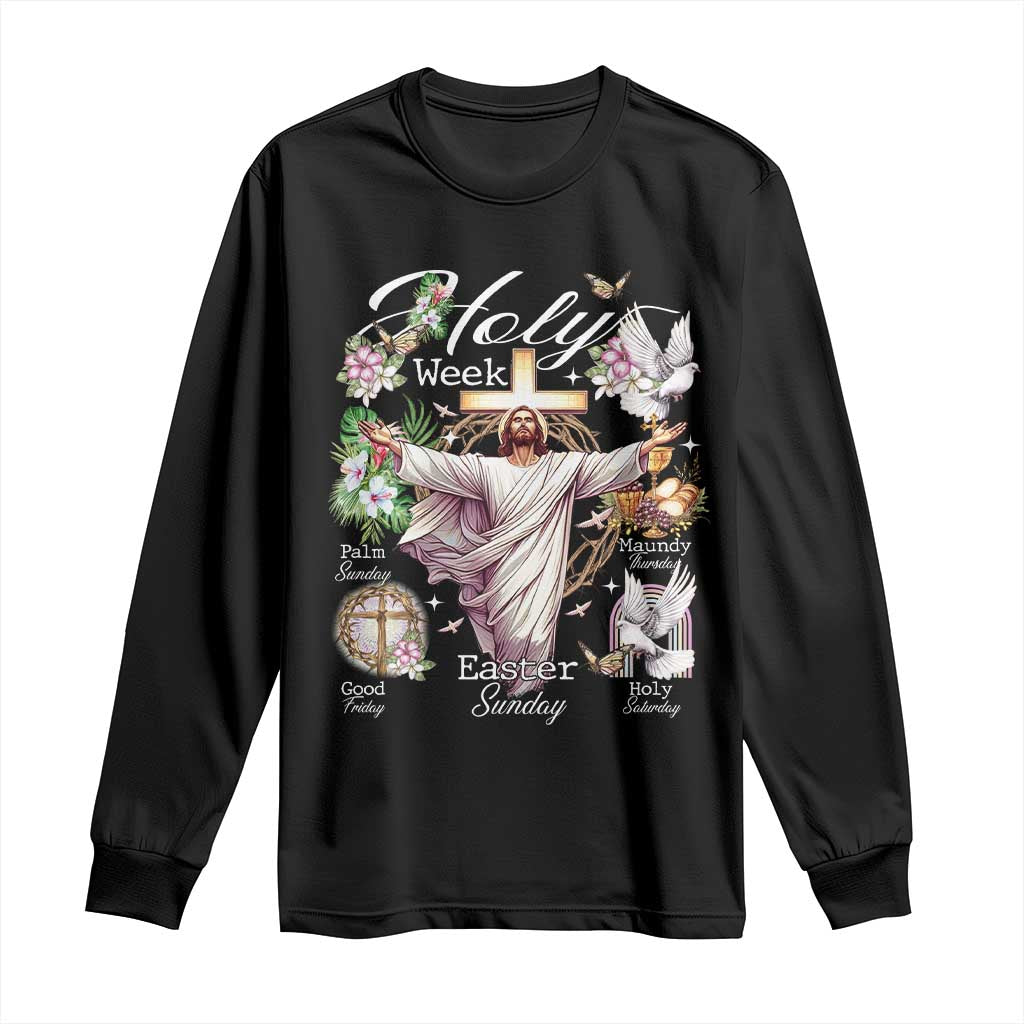Religious Christian Easter Holy Week Christ Jesus Long Sleeve Shirt TS11 Black Print Your Wear