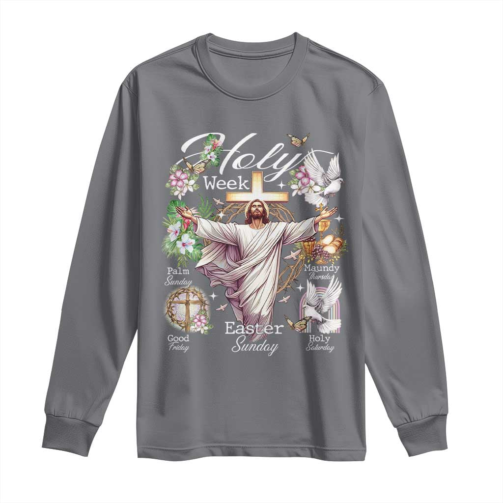 Religious Christian Easter Holy Week Christ Jesus Long Sleeve Shirt TS11 Charcoal Print Your Wear