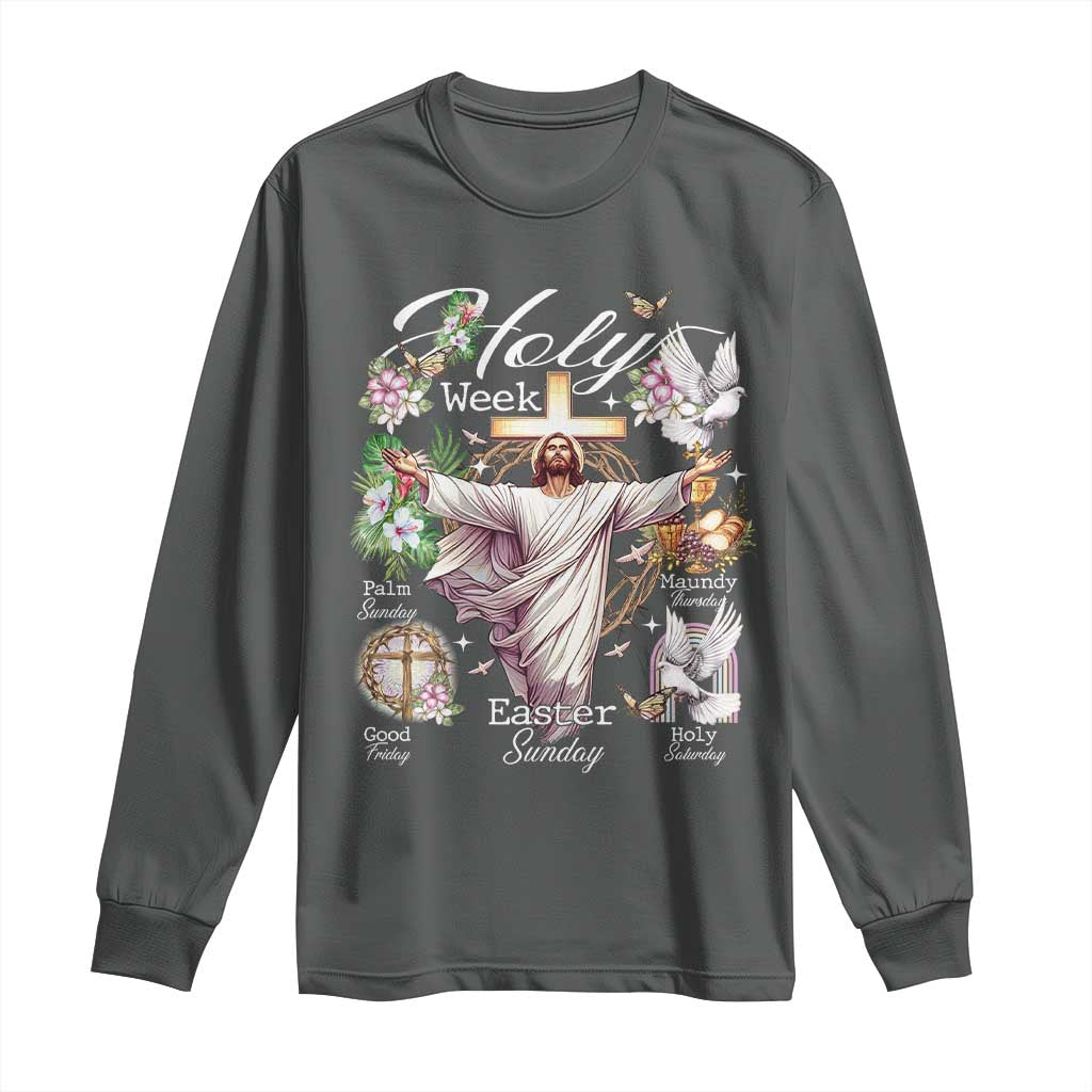 Religious Christian Easter Holy Week Christ Jesus Long Sleeve Shirt TS11 Dark Heather Print Your Wear