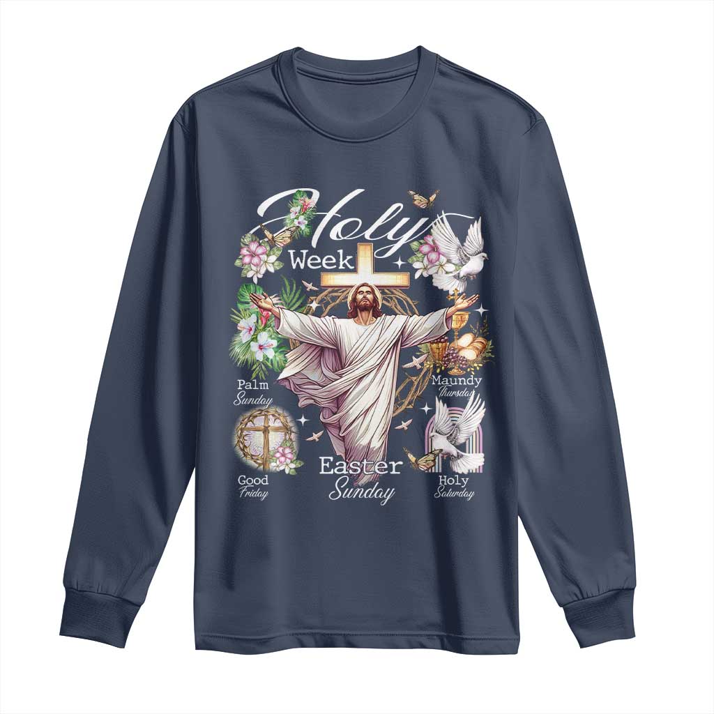 Religious Christian Easter Holy Week Christ Jesus Long Sleeve Shirt TS11 Navy Print Your Wear