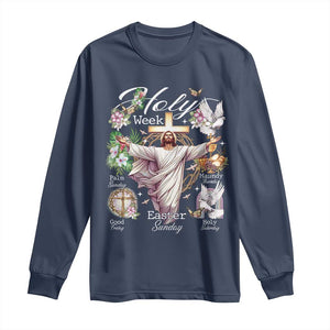Religious Christian Easter Holy Week Christ Jesus Long Sleeve Shirt TS11 Navy Print Your Wear