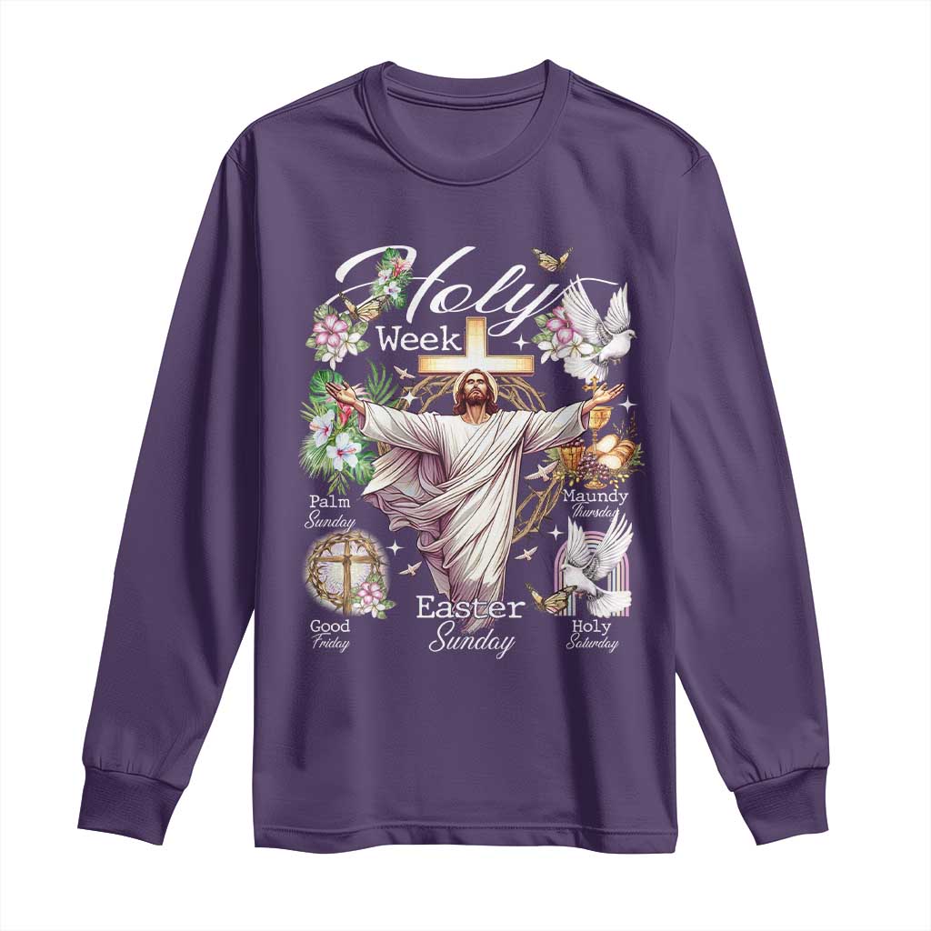 Religious Christian Easter Holy Week Christ Jesus Long Sleeve Shirt TS11 Purple Print Your Wear