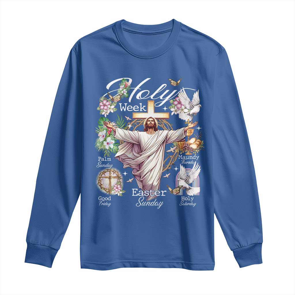 Religious Christian Easter Holy Week Christ Jesus Long Sleeve Shirt TS11 Royal Blue Print Your Wear