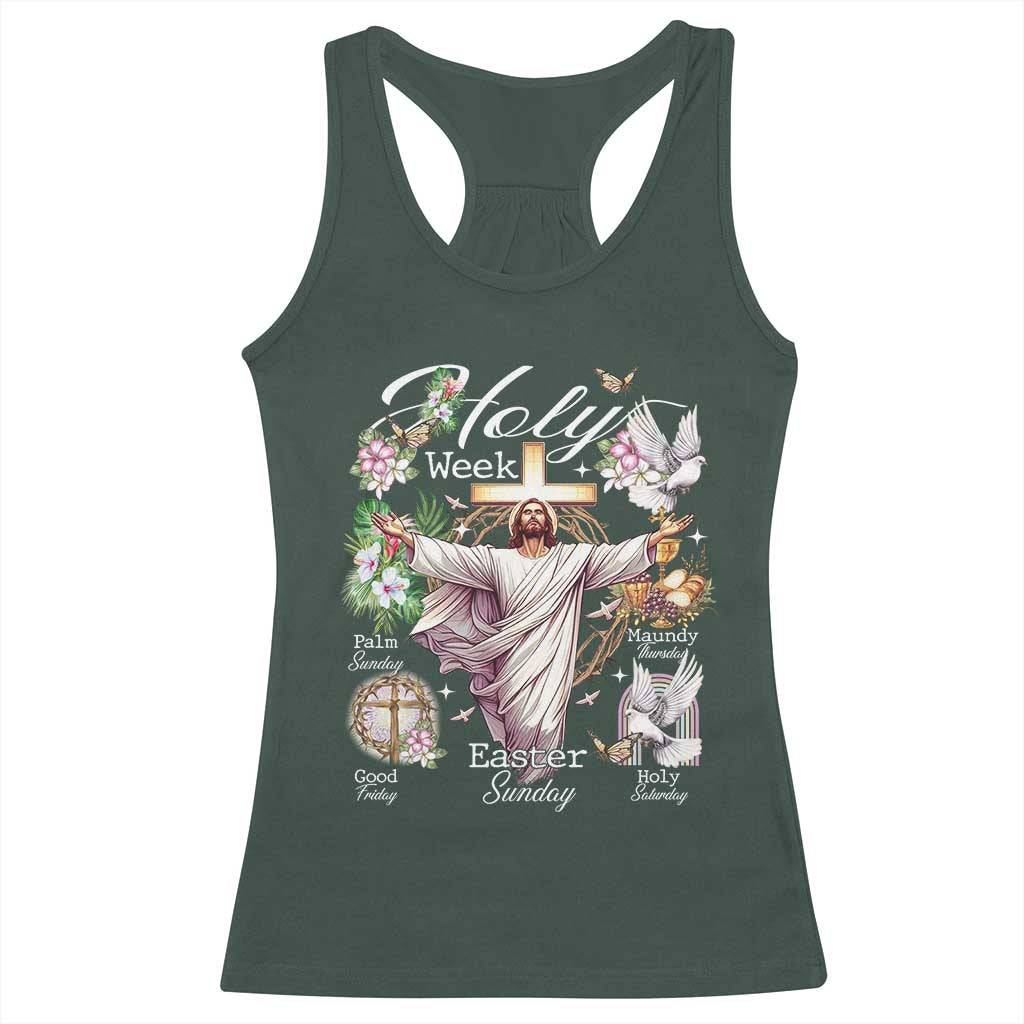 Religious Christian Easter Holy Week Christ Jesus Racerback Tank Top TS11 Dark Forest Green Print Your Wear