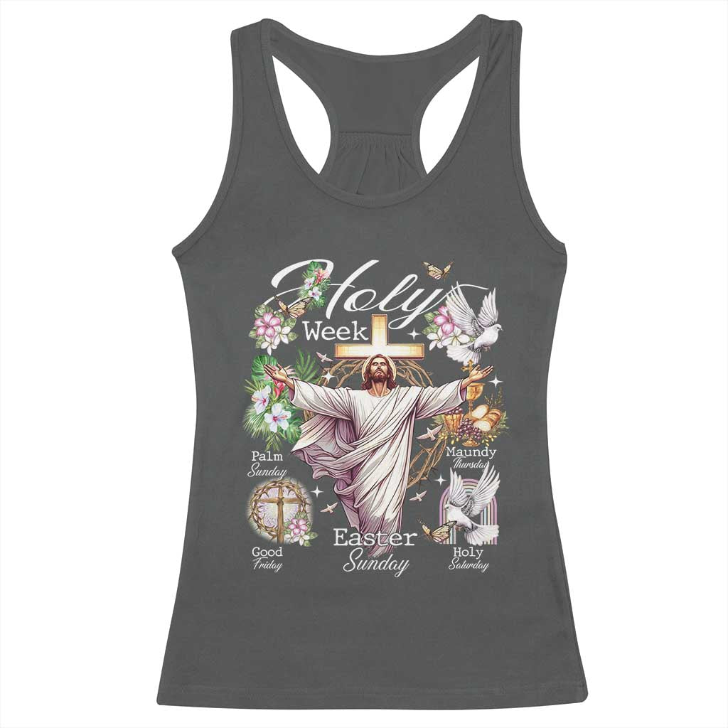 Religious Christian Easter Holy Week Christ Jesus Racerback Tank Top TS11 Dark Heather Print Your Wear