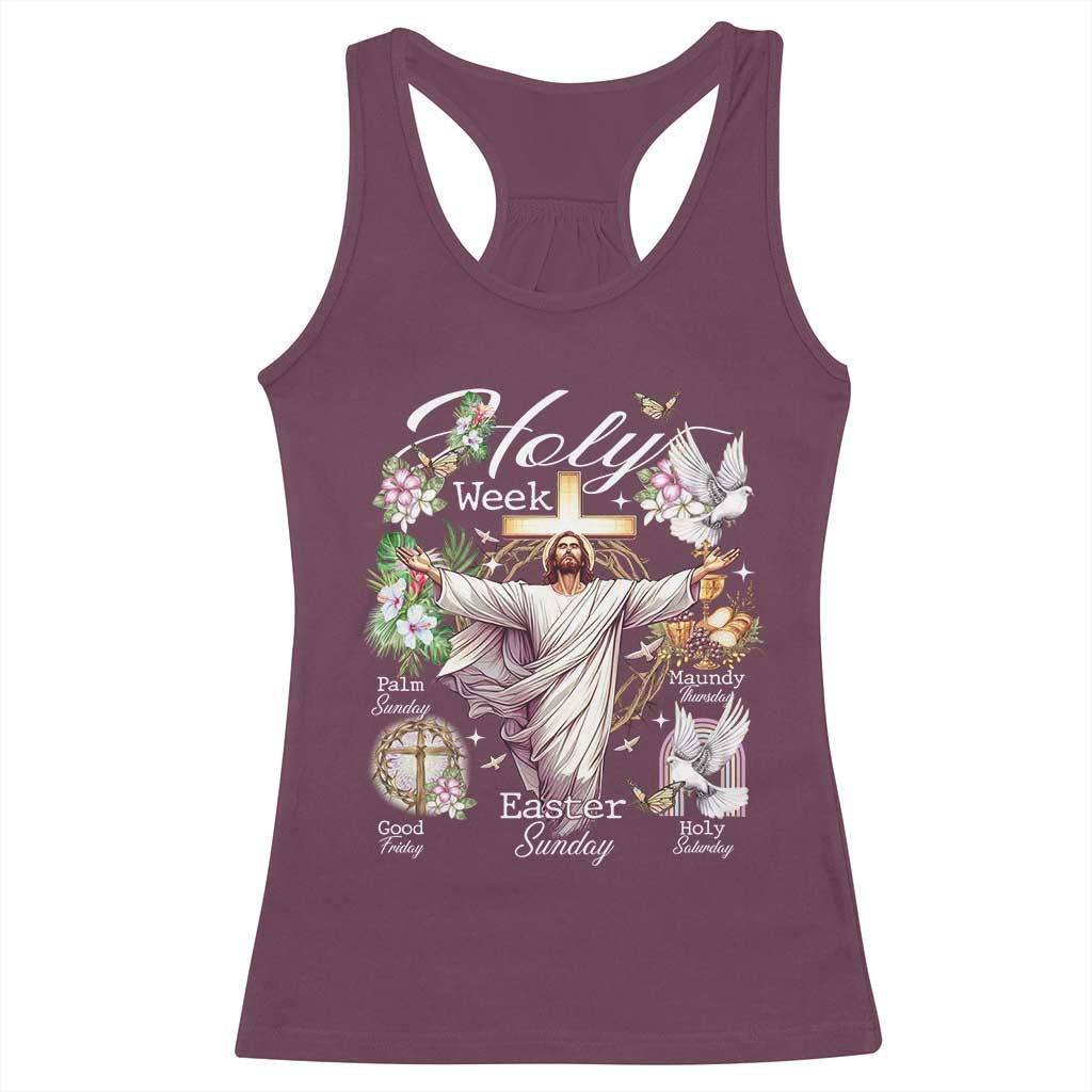 Religious Christian Easter Holy Week Christ Jesus Racerback Tank Top TS11 Maroon Print Your Wear