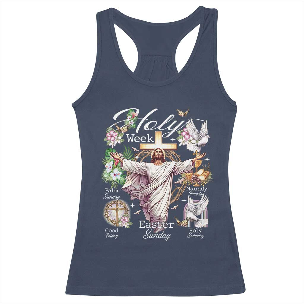 Religious Christian Easter Holy Week Christ Jesus Racerback Tank Top TS11 Navy Print Your Wear