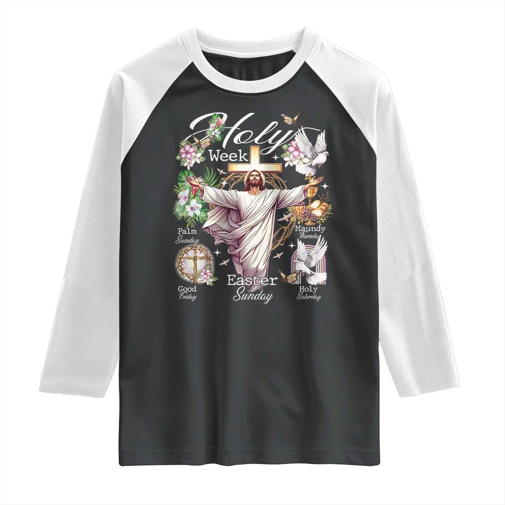 Religious Christian Easter Holy Week Christ Jesus Raglan Shirt TS11 Black White Print Your Wear