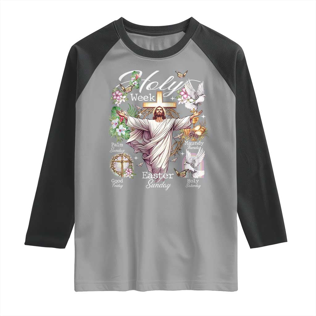 Religious Christian Easter Holy Week Christ Jesus Raglan Shirt TS11 Sport Gray Black Print Your Wear