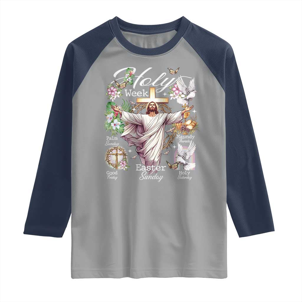 Religious Christian Easter Holy Week Christ Jesus Raglan Shirt TS11 Sport Gray Navy Print Your Wear