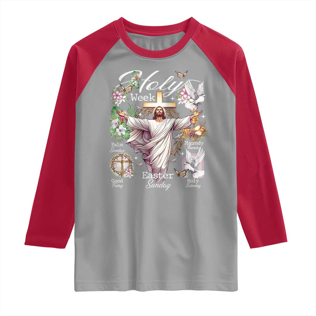 Religious Christian Easter Holy Week Christ Jesus Raglan Shirt TS11 Sport Gray Red Print Your Wear