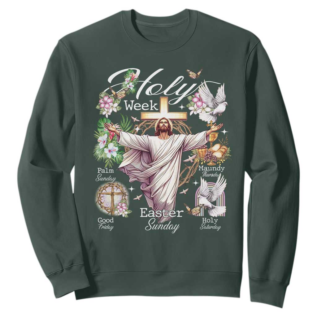 Religious Christian Easter Holy Week Christ Jesus Sweatshirt TS11 Dark Forest Green Print Your Wear