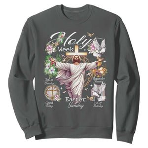 Religious Christian Easter Holy Week Christ Jesus Sweatshirt TS11 Dark Heather Print Your Wear