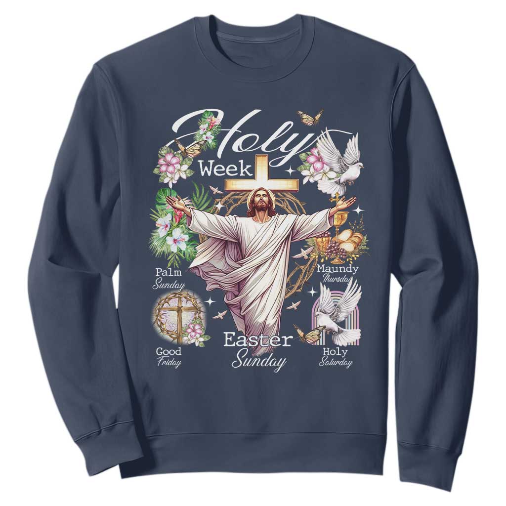 Religious Christian Easter Holy Week Christ Jesus Sweatshirt TS11 Navy Print Your Wear