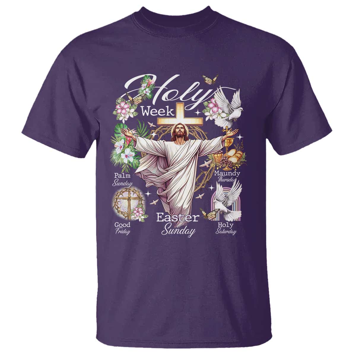 Religious Christian Easter Holy Week Christ Jesus T Shirt TS11 Purple Print Your Wear