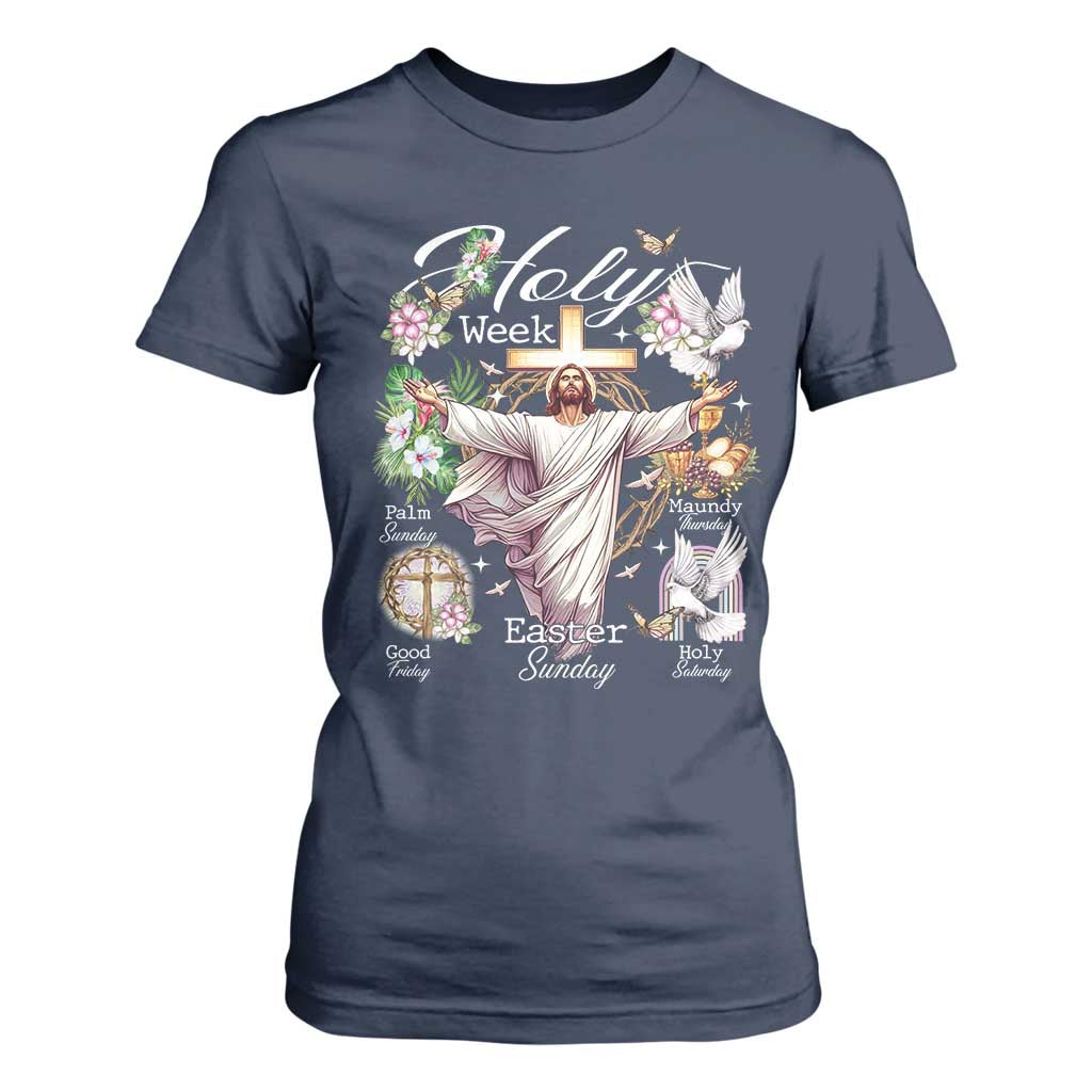 Religious Christian Easter Holy Week Christ Jesus T Shirt For Women TS11 Navy Print Your Wear