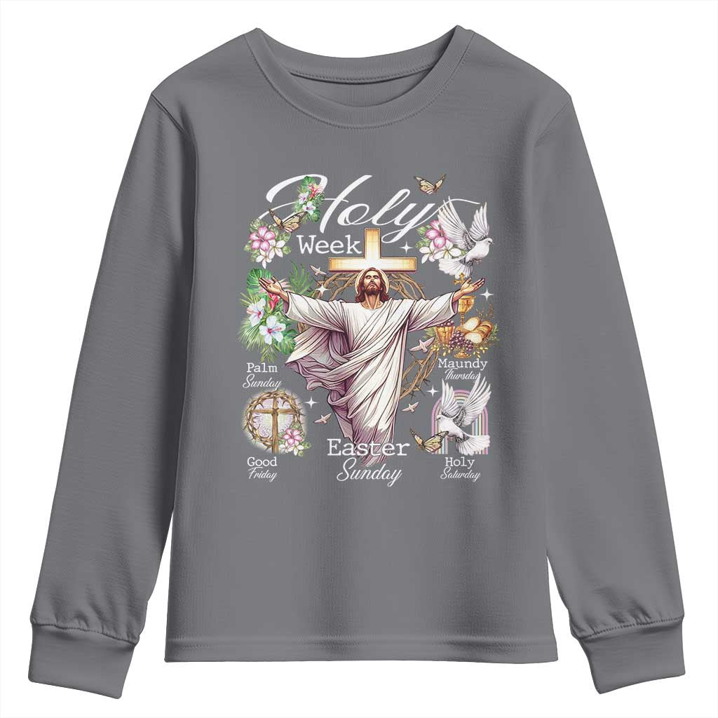 Religious Christian Easter Holy Week Christ Jesus Youth Sweatshirt TS11 Charcoal Print Your Wear