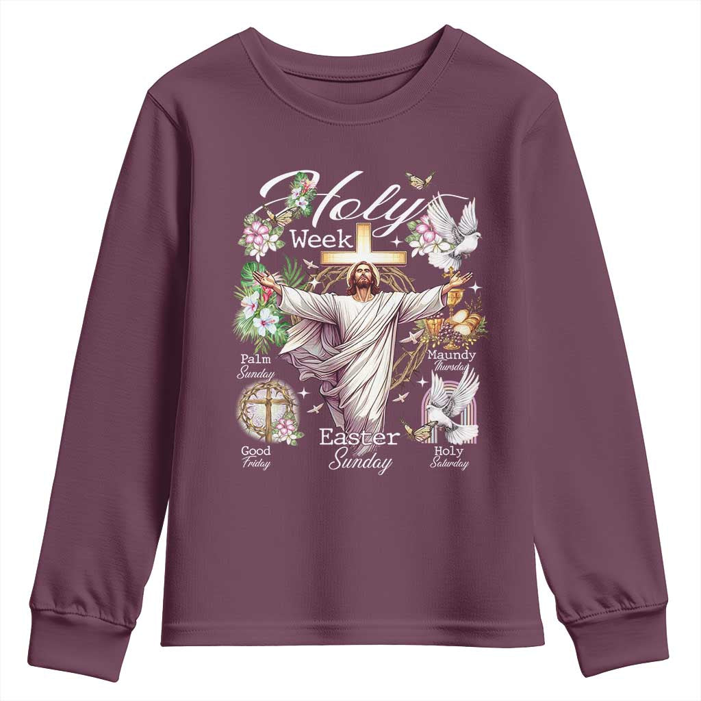 Religious Christian Easter Holy Week Christ Jesus Youth Sweatshirt TS11 Maroon Print Your Wear