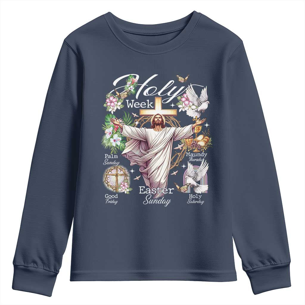 Religious Christian Easter Holy Week Christ Jesus Youth Sweatshirt TS11 Navy Print Your Wear