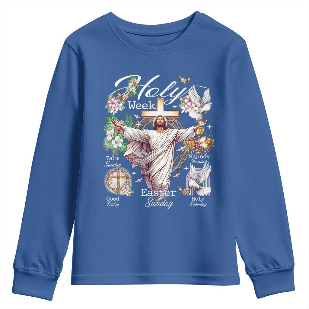 Religious Christian Easter Holy Week Christ Jesus Youth Sweatshirt TS11 Royal Blue Print Your Wear