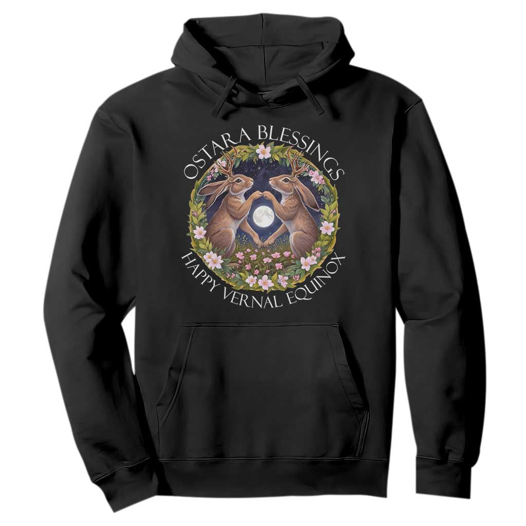 Ostara Blessings Happy Vernal Equinox Hoodie Ostara Pagan Eostre Easter Day Wolpertinger TS11 Black Print Your Wear