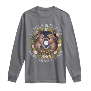 Ostara Blessings Happy Vernal Equinox Long Sleeve Shirt Ostara Pagan Eostre Easter Day Wolpertinger TS11 Charcoal Print Your Wear